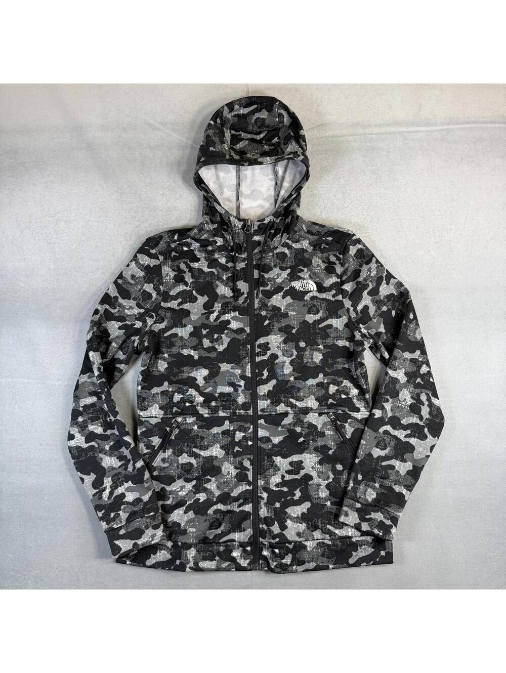 The North Face Cinder Hoodie Jacket Womens Medium Gray Black Camo Full Zip